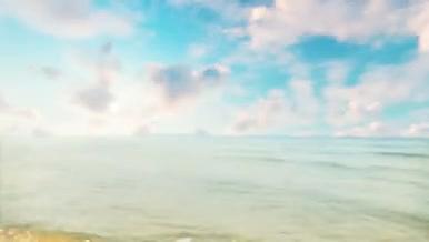 原创唯美大海海浪延时摄影海天一色蓝天白云视频的预览图